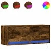 TV staliukas Sieninė TV spintelė su LED lemputėmis, dūminė, 100x31x35cm