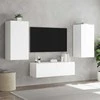 TV staliukas Sieninė TV spintelė su LED lemputėmis, balta, 40,5x35x80cm