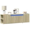 TV staliukas Sieninė TV spintelė su LED lemputėmis, ąžuolo, 135x31x39,5cm