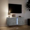 TV staliukas Sieninė TV spintelė su LED lemputėmis, betono, 80x31x35cm