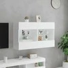 TV staliukas Sieninė TV spintelė su LED lemputėmis, balta, 98,5x30x60,5cm