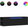 TV staliukas Sieninė TV spintelė su LED lemputėmis, juoda, 135x31x39,5cm