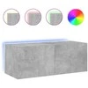 TV staliukas Sieninė TV spintelė su LED lemputėmis, betono pilka, 80x35x31cm