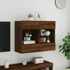 TV staliukas Sieninė TV spintelė su LED lemputėmis, ruda, 78,5x30x60,5cm