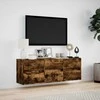 TV staliukas Sieninė TV spintelė su LED lemputėmis, dūminė, 130x31x45 cm