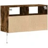 TV staliukas Sieninė TV spintelė su LED lemputėmis, dūminė, 80x31x45cm