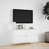 TV staliukas Sieninė TV spintelė su LED lemputėmis, balta, 100x31x45cm