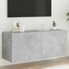 TV staliukas Sieninė TV spintelė su LED lemputėmis, betono, 100x35x41cm