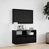 TV staliukas Sieninė TV spintelė su LED lemputėmis, juoda, 80x31x45cm