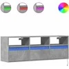 TV staliukas Sieninė TV spintelė su LED lemputėmis, betono, 130x31x45 cm