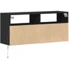 TV staliukas Sieninė TV spintelė su LED lemputėmis, juoda, 100x31x45cm