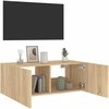 TV staliukas Sieninė TV spintelė su LED lemputėmis, ąžuolo, 80x35x31cm