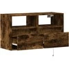 TV staliukas Sieninė TV spintelė su LED lemputėmis, dūminė, 80x31x45cm