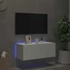 TV staliukas Sieninė TV spintelė su LED lemputėmis, balta, 80x35x31cm