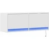 TV staliukas Sieninė TV spintelė su LED lemputėmis, balta, 100x31x35cm