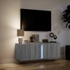 TV staliukas Sieninė TV spintelė su LED lemputėmis, pilka, 100x31x35cm