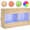 TV staliukas Sieninė TV spintelė su LED lemputėmis, ąžuolo, 98,5x30x60,5cm