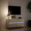 TV staliukas Sieninė TV spintelė su LED lemputėmis, ąžuolo, 100x31x45cm