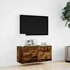 TV staliukas Sieninė TV spintelė su LED lemputėmis, dūminė, 80x31x35cm