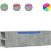 TV staliukas Sieninė TV spintelė su LED lemputėmis, betono, 135x31x39,5cm