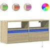 TV staliukas Sieninė TV spintelė su LED lemputėmis, ąžuolo, 100x31x45cm