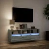 TV staliukas Sieninė TV spintelė su LED lemputėmis, pilka ąžuolo 130x31x45cm