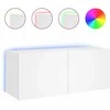 TV staliukas Sieninė TV spintelė su LED lemputėmis, balta, 100x35x41cm