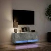 TV staliukas Sieninė TV spintelė su LED lemputėmis, betono, 100x31x35cm