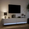 TV staliukas Sieninė TV spintelė su LED lemputėmis, balta, 180x31x38cm