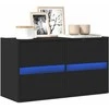 TV staliukas Sieninė TV spintelė su LED lemputėmis, juoda, 80x31x45cm