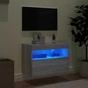 TV staliukas Sieninė TV spintelė su LED lemputėmis, pilka ąžuolo, 60x30x40cm