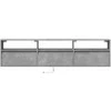 TV staliukas Sieninė TV spintelė su LED lemputėmis, betono, 180x31x45cm