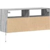 TV staliukas Sieninė TV spintelė su LED lemputėmis, pilka, 100x31x45cm