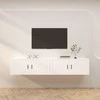 TV staliukas Sieninės televizoriaus spintelės, 2vnt., baltos, 100x34,5x40cm