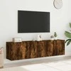 TV staliukas Sieninės TV spintelės, 2vnt., dūminio ąžuolo, 80x30x41cm