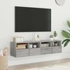 TV staliukas Sieninės TV spintelės, 2vnt., pilkos, 60x30x30cm, mediena