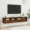 TV staliukas Sieninės TV spintelės, 2vnt., dūminės, 80x30x30cm, mediena