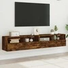 TV staliukas Sieninės TV spintelės, 2vnt., dūminės, 80x30x30cm, mediena
