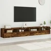 TV staliukas Sieninės TV spintelės, 2vnt., dūminės, 100x30x30cm, mediena