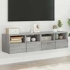 TV staliukas Sieninės TV spintelės, 2vnt., pilkos, 60x30x30cm, mediena