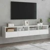 TV staliukas Sieninės TV spintelės, 2vnt., baltos, 80x30x30cm, mediena