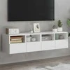 TV staliukas Sieninės TV spintelės, 2vnt., baltos, 60x30x30cm, mediena