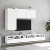 TV staliukas Sieninės TV spintelės, 2vnt., baltos, 60x30x30cm, mediena
