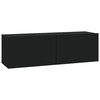 TV staliukas Sieninės TV spintelės, 2vnt., juodos, 100x30x30cm, mediena