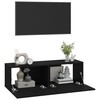 TV staliukas Sieninės TV spintelės, 2vnt., juodos, 100x30x30cm, mediena