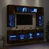 TV staliukas Sieninės TV spintelės su LED lemputėmis, 6vnt., dūminės ąžuolo