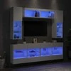 TV staliukas Sieninės TV spintelės su LED lemputėmis, 6vnt., baltos spalvos