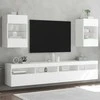 TV staliukas Sieninės TV spintelės su LED, 2vnt., baltos, 40x30x60,5cm