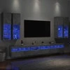TV staliukas Sieninės TV spintelės su LED lemputėmis, 7vnt., betono pilkos