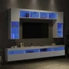 TV staliukas Sieninės TV spintelės su LED lemputėmis, 8vnt., baltos spalvos